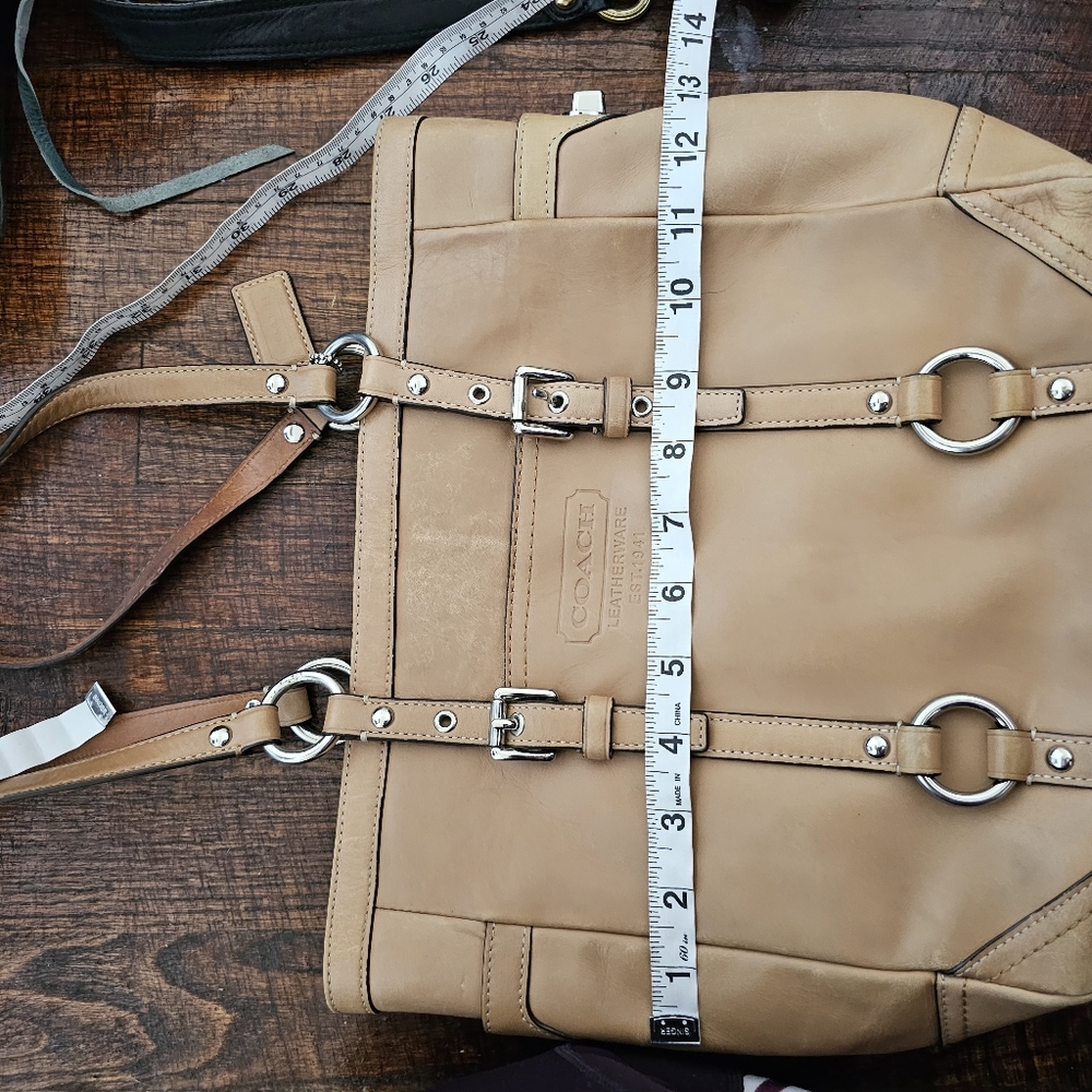 Coach Y2K Elegant Gallery Tote Bag Tan Leather Side Turnlocks Carryall F11524‎ - Picture 11 of 14